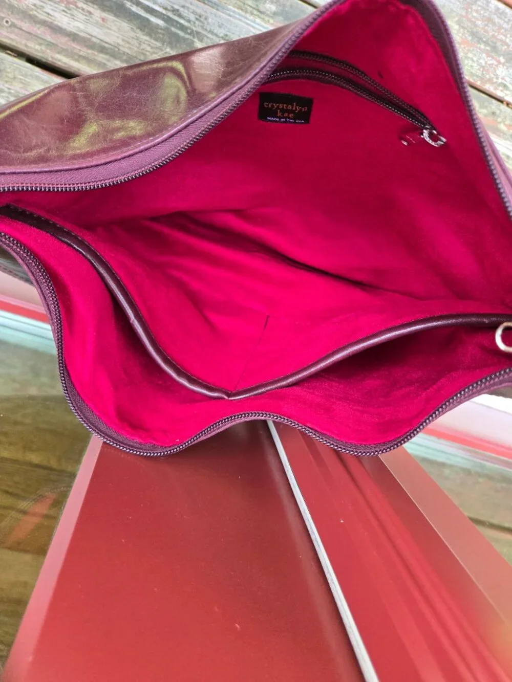 Charleston Large Topstitch Hobo Bag - Coated Canvas (in the rich color wine)